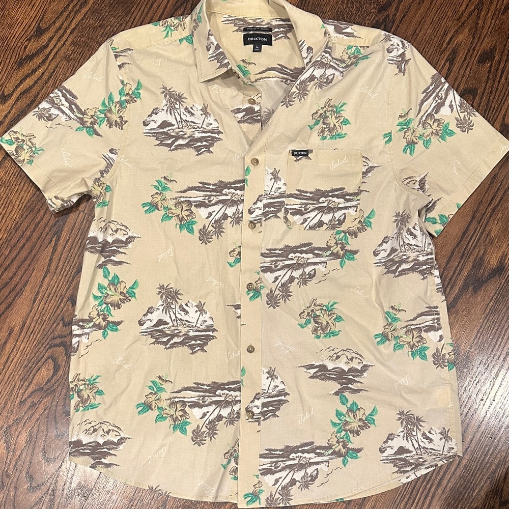 Brixton Beige Tropical Print Men's Shirt
